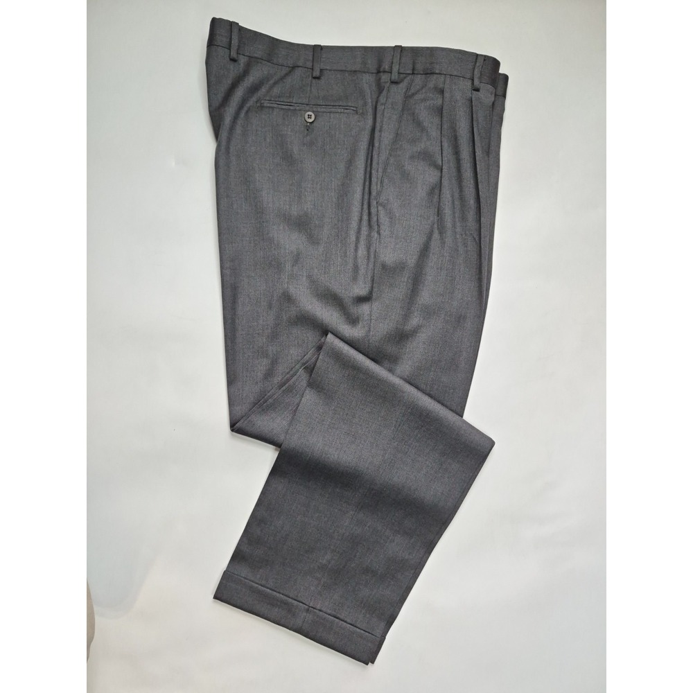 Zanella Mens 42x33 Pleated Wool Dress Pants Gray Bennett Italy 111083